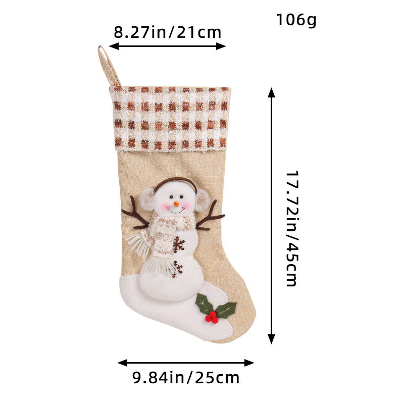 Cozy Snowman Christmas Stocking – Beige Winter Edition