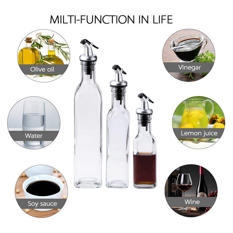 Modern Glass Oil Bottle Set – Leak-Proof Dispenser for Olive Oil, Vinegar & Sauces