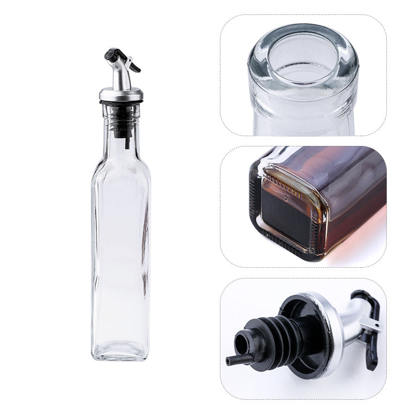 Modern Glass Oil Bottle Set – Leak-Proof Dispenser for Olive Oil, Vinegar & Sauces