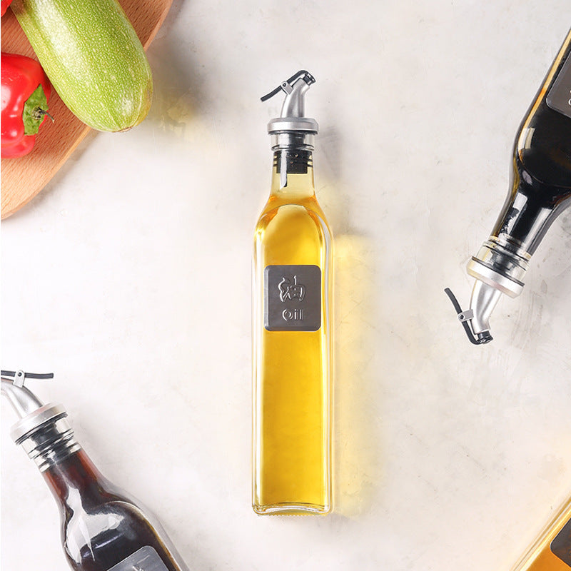 Modern Glass Oil Bottle Set – Leak-Proof Dispenser for Olive Oil, Vinegar & Sauces