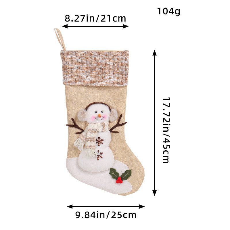 Cozy Snowman Christmas Stocking – Beige Winter Edition