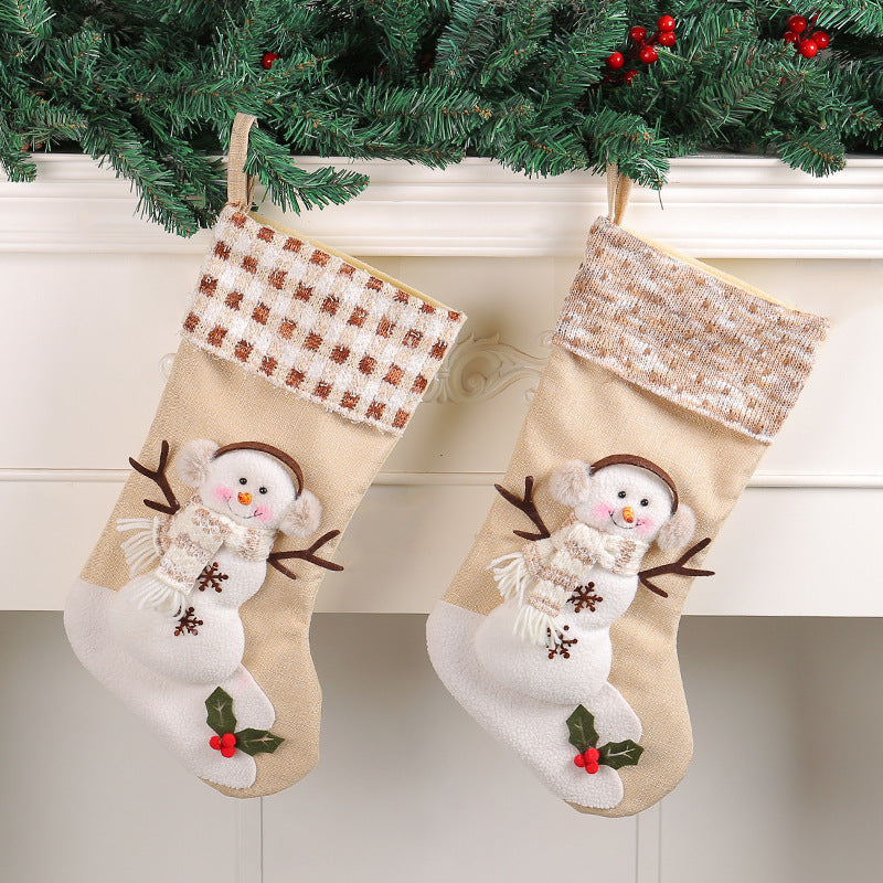 Cozy Snowman Christmas Stocking – Beige Winter Edition