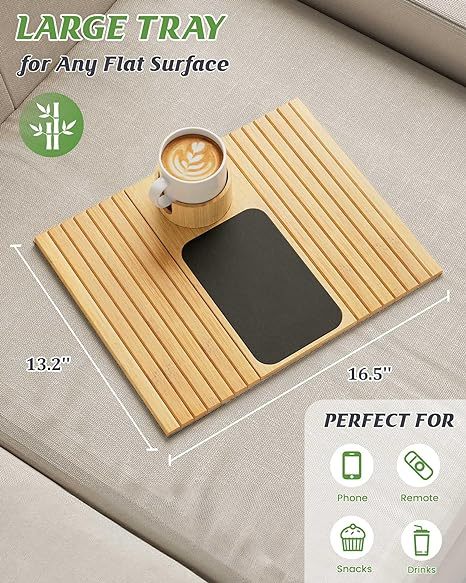 Bamboo Sofa Tray – Cozy Edition