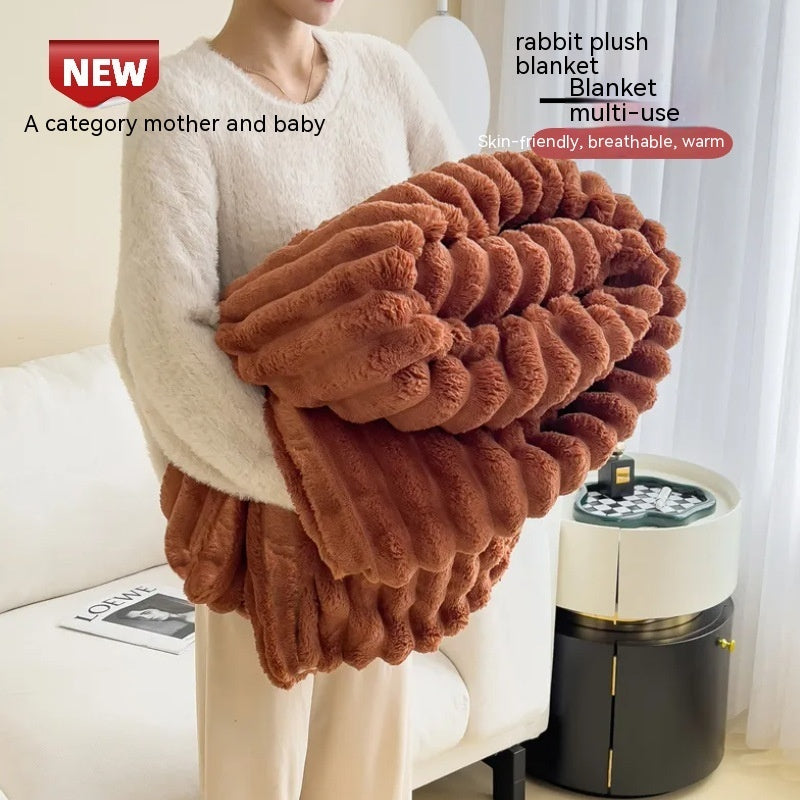Luxurious Bubble Faux Rabbit Fur Blanket – Soft Warm Comfort for Every Season