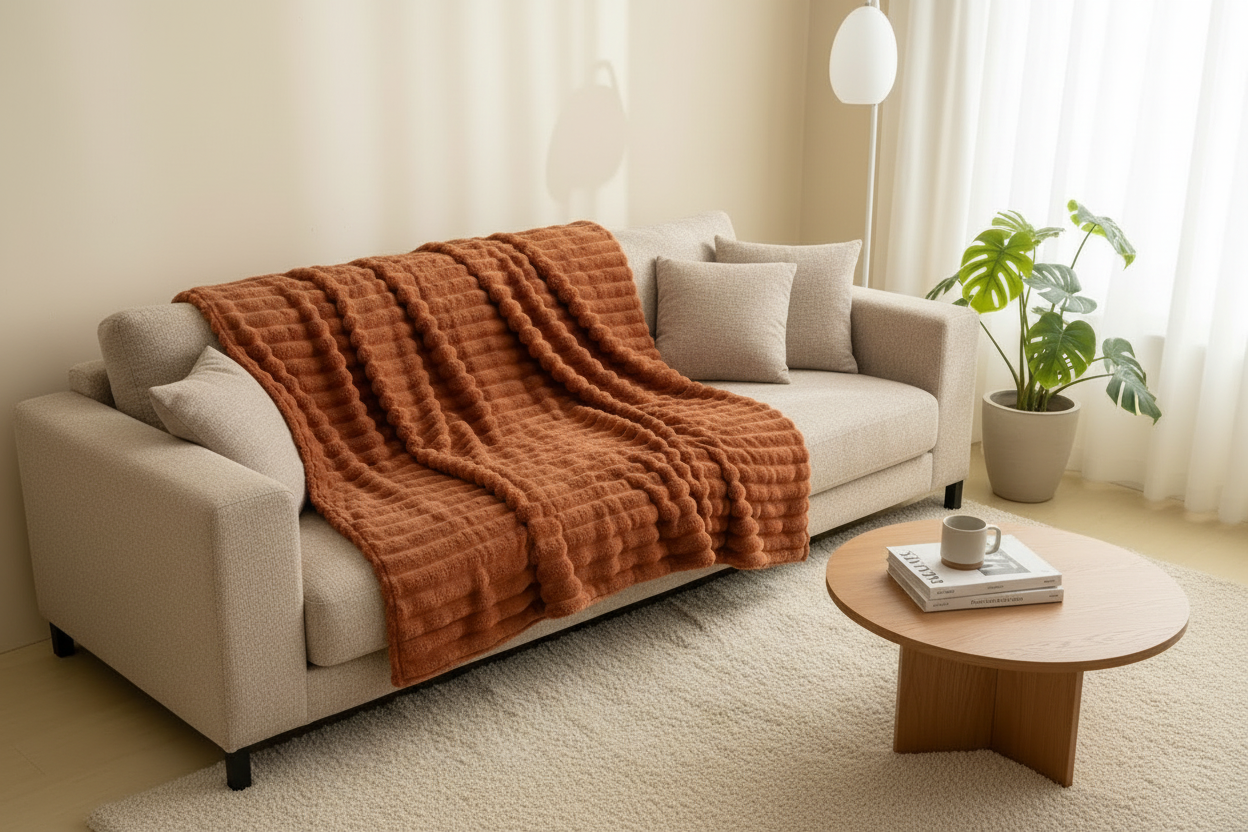 Luxurious Bubble Faux Rabbit Fur Blanket – Soft Warm Comfort for Every Season