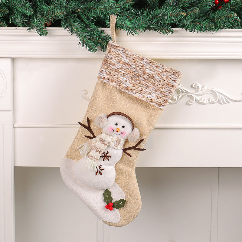 Cozy Snowman Christmas Stocking – Beige Winter Edition