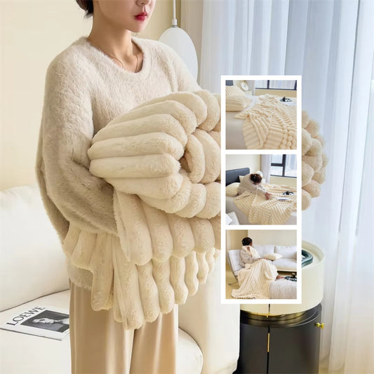 Luxurious Bubble Faux Rabbit Fur Blanket – Soft Warm Comfort for Every Season