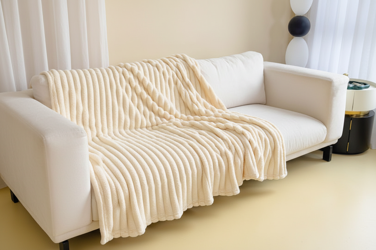 Luxurious Bubble Faux Rabbit Fur Blanket – Soft Warm Comfort for Every Season