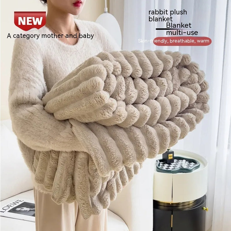 Luxurious Bubble Faux Rabbit Fur Blanket – Soft Warm Comfort for Every Season