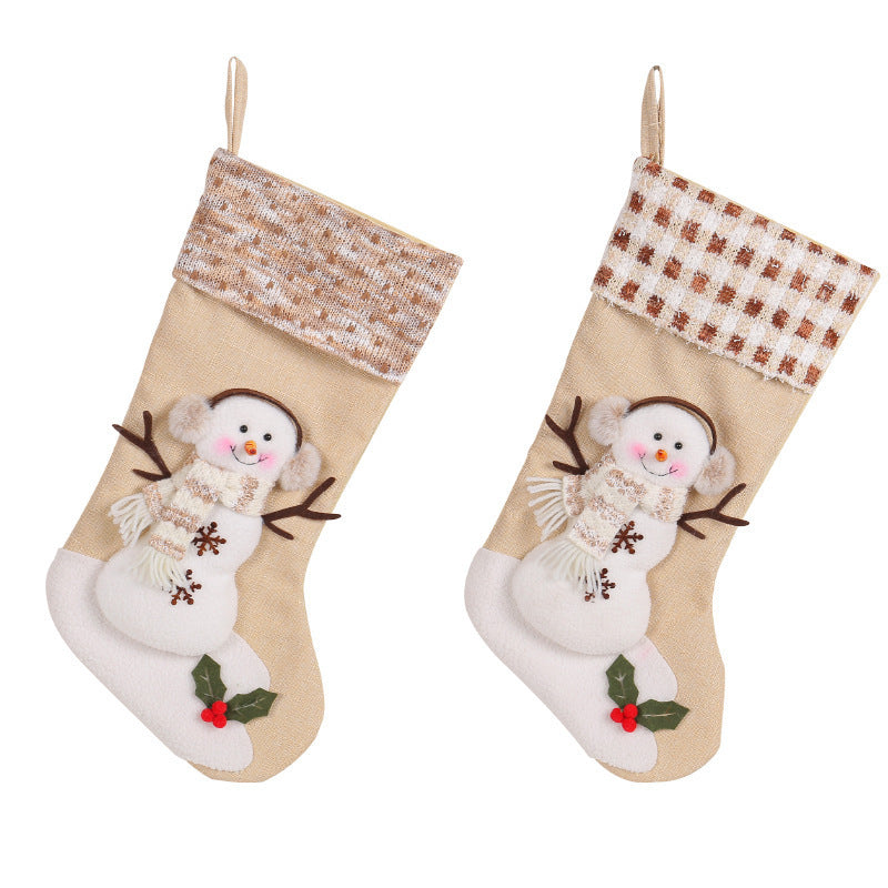 Cozy Snowman Christmas Stocking – Beige Winter Edition